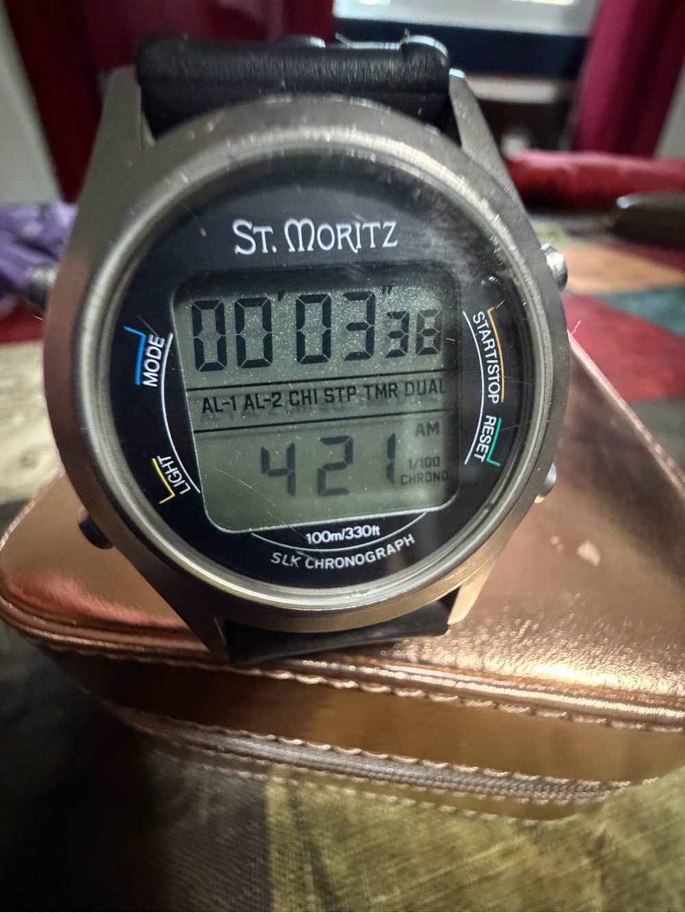 St Moritz Vintage 1990s Titanium Digital Chronograph Dive Watch Men Rubber Strap